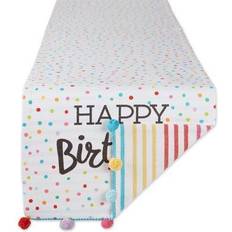 Party Supplies Design Imports Happy Birthday Embellished Table Runner White Cotton White One Size
