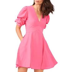 1.State Bubble Sleeve V Neck Dress - Juneberry