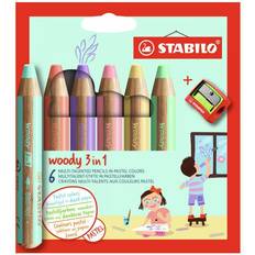 Stabilo Fargeblyanter Stabilo Woody 3 in 1 Multi Talented Pencil 6-pack