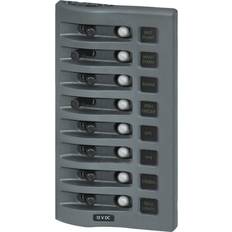 Electrical Components Blue Sea Systems 4378 WeatherDeck 12V DC 8-Position Waterproof Circuit-Breaker Panel, Gray