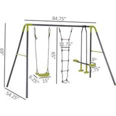 Toys Homcom 3 in 1 Kid Swing Set, Double Face to Face Swing Seat & Glider Set