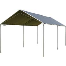Pavilions & Accessories OutSunny 10' x 20' Heavy Duty Carport Garage Car Shelter Galvanized Steel Outdoor Open Canopy Tent