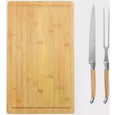 French Home Connoisseur Laguiole Carving Knife And Fork With Chopping Board 3pcs