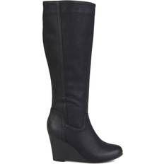 Rubber High Boots Journee Collection Langly Wide Calf - Black