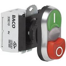 Baco L61QB21A Dobbelttrykknap Frontring plastic, Forkromet Grøn, Rød 1 stk