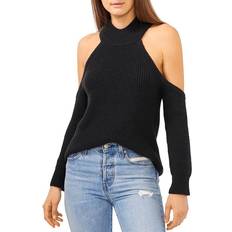 1.State Cold Shoulder Turtleneck Sweater - Rich Black