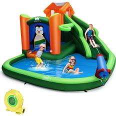 Water Slide Costway Inflatable Water Cannon Pool Slide With 735W Blower
