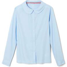 French Toast Girl's Plus Long Sleeve Modern Peter Pan Blouse - Blue