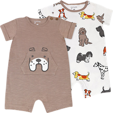 Organic Cotton Puppy Rompers 2-pack - Taupe