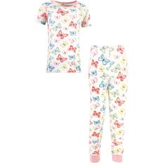 Touched By Nature Organic Cotton Tight Fit Short Sleeve Top and Pant Pajama Set - Butterflies (10161766)