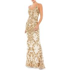 Mac Duggal Embellished Leaf Evening Gown - Nude/Gold