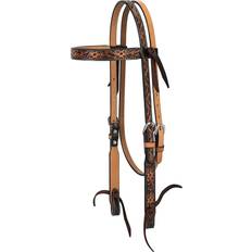 Weaver Bridles & Accessories Weaver Turq Cross Floral Tool Headstall Average - ‎Light Oiled