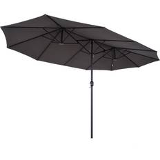 Parasols OutSunny 15-foot Steel Rectangular Double Sided Market Umbrella Grey 8 ft