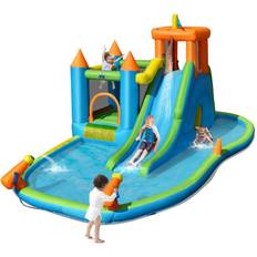 Water Slide Costway Inflatable Water Slide Kids Bounce House Splash Water Pool with Blower