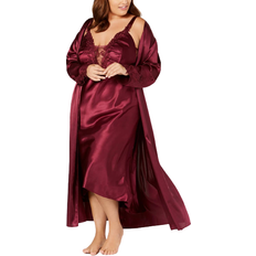 Plus size robes for women Flora Nikrooz Satin Stella Robe Plus Size - Bordeaux