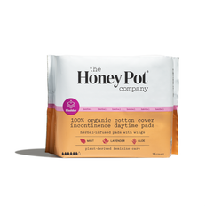 The Honey Pot Organic Cotton Cover Herbal Incontinence Daytime Pads with Wings 16-pack