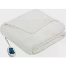 Textiles Beautyrest Heated Plush Blankets Beige (177.8x152.4)