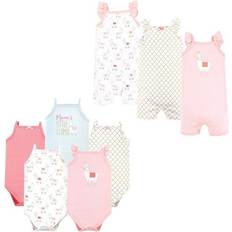 Hudson Infant Girl Cotton Bodysuits and Rompers 8-pack - Pink Strawberry