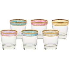Lorren Home Trends 9429 Double Old Fashion Melania Collection Multicolor Set of 6 Drink Glass