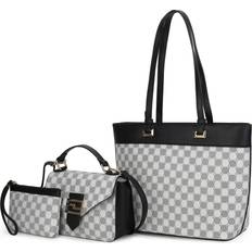 MKF-30092BGRY-WH Libby Tote Bag 3-piece set