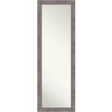 Amanti Art 18" x 52" Pinstripe Plank Framed On the Door Gray Wall Mirror