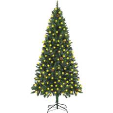 vidaXL Artificial with LEDs&Pine Cones Green 210 cm Christmas Tree