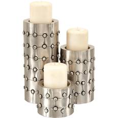 Candlesticks Iron Rivet Head 3-piece Set, Silver One Size