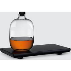Kitchen Accessories Nude Glass Malt Whiskey Bottle with Wooden Tray Serving