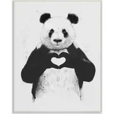 The ink black heart Stupell Industries Black and White Panda Bear Making a Heart Ink Illustration Wall Decor 12.5x18.5"