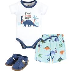 Hudson Baby Cotton Bodysuit, Shorts and Shoe Set - Beach Dino (10112740)