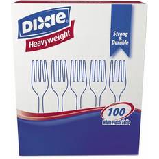 Forks Dixie Plastic Cutlery, Heavyweight Forks, White, 100/Box Table Fork