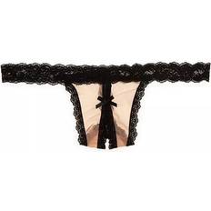 Thongs Panties Hanky Panky Nude Illusion Crotchless G-String - Mocha/Black