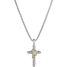 David Yurman X Cross Necklace - Silver/Gold/Diamonds