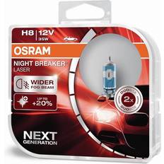 Rør Halogenpærer Osram Night Breaker Laser H8 Halogen Lamps 43W PGJ19-1 2-pack
