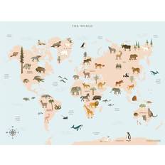 Wanddekoration Vissevasse World Map Animals Poster 40x30cm