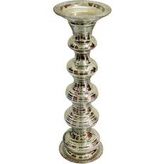 A&B Home 18.5" Silver Traditional Antique Pillar Candle Holder 18.7"