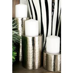 Candlesticks CosmoLiving by Cosmopolitan Hammered 3-piece Set, Silver One Size Candlestick