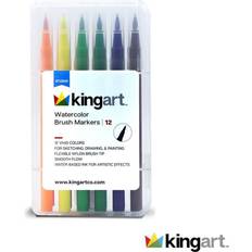 KINGART® Soft Tip Watercolor Brush Marker Set With Case, Set of 12