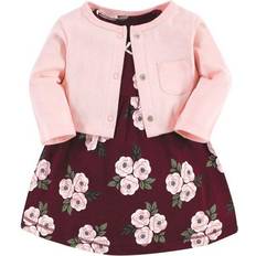 Hudson Baby Girl's Cotton Dress and Cardigan Set - Burgundy Floral
