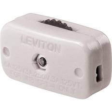 Cord Switches Leviton 00423-3KW White Miniature Feed-Thru Cord Switch