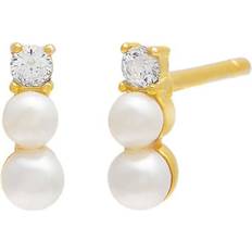 Adinas Double Stud Earring - Gold/Pearl/Transparent