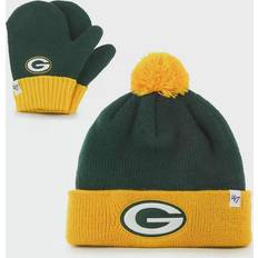 '47 Toddler Green Bay Packers Bam Bam Cuffed Knit Hat with Pom and Mittens Set