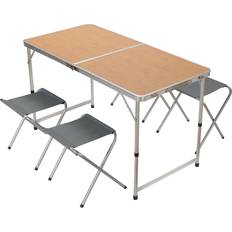 Redcliffs Foldable Camping Table with 4 Chairs 120x60x70 cm Brown