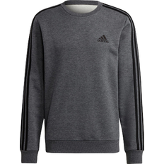 adidas Essentials Fleece 3-Stripes Sweatshirt - Dark Grey Heather/Black