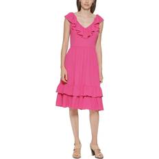 Calvin Klein Ruffled A-Line Dress - Hibiscus