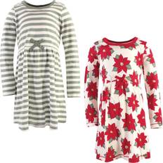 Touched By Nature Youth Organic Cotton Long Sleeve Dresses 2-pack - Poinsettia (11167263)