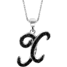 Jewel Excess Initial Letter Pendant Necklace - Silver/Diamonds