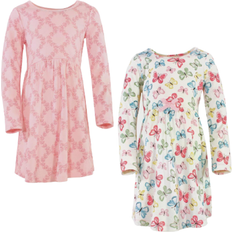 Touched By Nature Youth Organic Cotton Long Sleeve Dresses 2-pack - Butterflies (10166380)