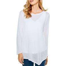 Nic And Zoe Asymmetric Knit Top - Paper White