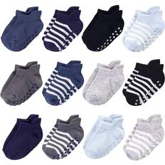 Touched By Nature Organic Cotton Socks with Non-Skid Gripper for Fall Resistance - Blue Black (10763165)